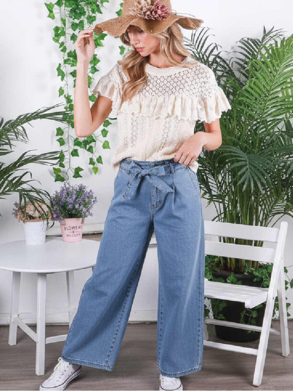Vine & Love Cream Crochet Ruffle Knit Top ♥️SUPER CUTE♥️